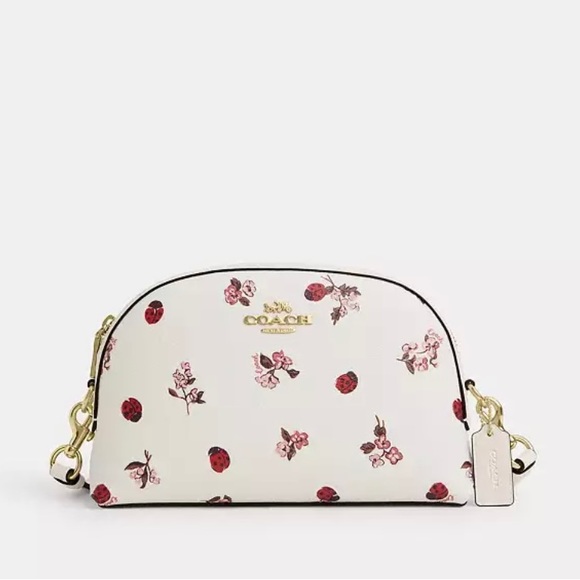 NWOT Coach Handbag Madi Crossbody With Ladybug Floral Print Gold/Chalk $328 - Picture 1 of 4